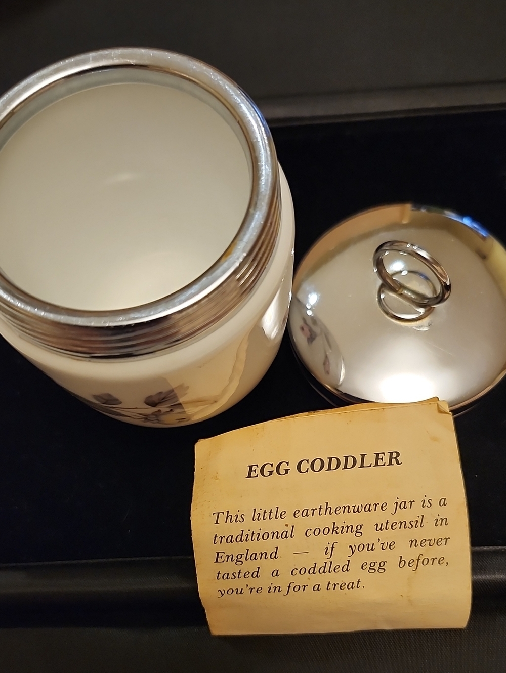 Royal Worcester Egg Coddler with Silver Lid - Cream 2egg Size